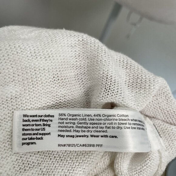 Eileen Fisher Linen Blend Slub Knit Hoodie Sweater Rolled Hem White size 1X - Picture 5 of 5